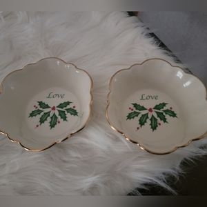 Lenox Christmas Candy Dishes Set of 2